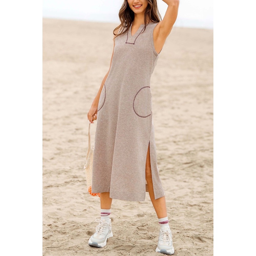 CUPSHE NWT Sleeveless V-Neck H-Shape Jersey Dress Sz Small Midi